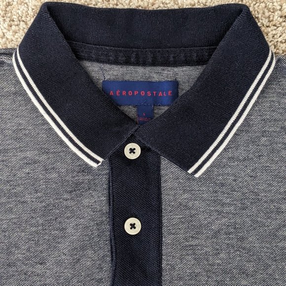 AEROPOSTALE Men's Polo Shirt - Color Blocked Pique - Size L - Picture 4 of 4